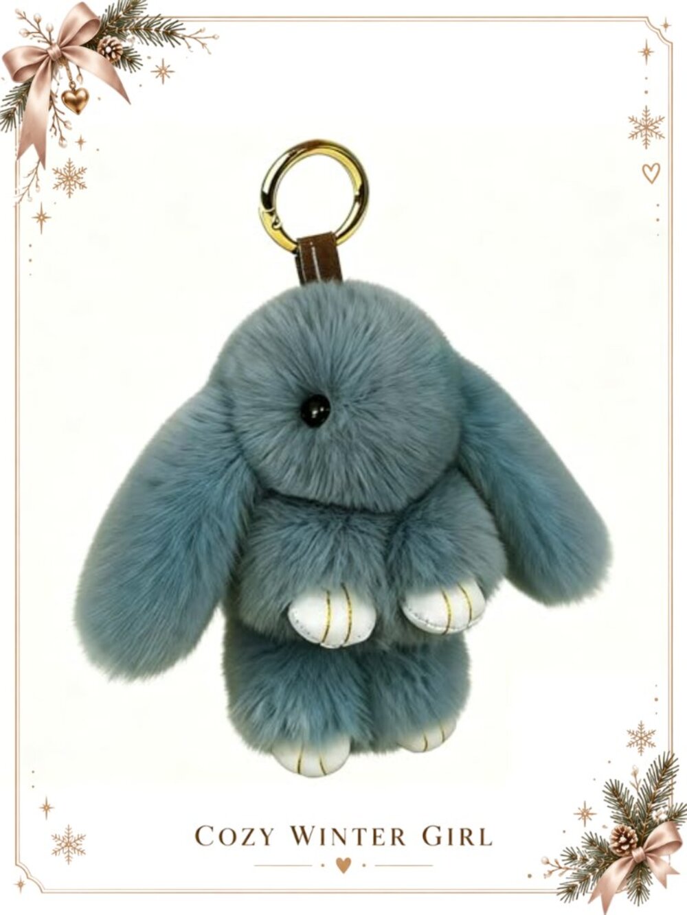 Bunny Keychain Fluffy Artificial Fur Purse Bag Charm 6in Gift Women